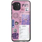 WANNA PROTECT Samsung Galaxy A03 ile Uyumlu Kamera Korumalı Taylor Swift Sticker Desenli Glossy Telefon Kılıfı, Pembe