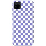 WANNA PROTECT Samsung Galaxy A12 ile Uyumlu Lila Dama Desenli Premium Silikon Telefon Kılıfı, İçi Kadifeli dama_190