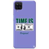 WANNA PROTECT Samsung Galaxy A12 ile Uyumlu Lila Premium Silikon Telefon Kılıfı, Kadife İç, Money Desenli money_190
