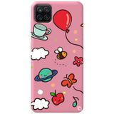 WANNA PROTECT Samsung Galaxy A12 ile Uyumlu Pembe Renkli Arı Balon İçi Kadife Desenli Silikon Telefon Kılıfı aribalonn_190