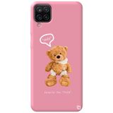 WANNA PROTECT Samsung Galaxy A12 ile Uyumlu Pembe Renkli, Premium İçi Kadifeli Ayıcık Desenli Silikon Telefon Kılıfı ayicik2_190