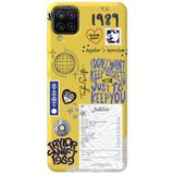 WANNA PROTECT Samsung Galaxy A12 ile Uyumlu Sarı, İçi Kadife, Taylor Swift Sticker Desenli Silikon Telefon Kılıfı taylor_190