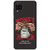 WANNA PROTECT Samsung Galaxy A12 ile Uyumlu Siyah, Make Money Desenli, İçi Kadife Silikon Telefon Kılıfı lansmankilif_190