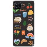 WANNA PROTECT Samsung Galaxy A12 ile Uyumlu Siyah Renkli Sticker İçi Kadife Desenli Silikon Telefon Kılıfı Stickerr_190