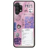 WANNA PROTECT Samsung Galaxy A13 4G ile Uyumlu, Kamera Korumalı, Taylor Swift Sticker Desenli, Glossy, Pembe Telefon Kılıfı taylorswift_692
