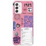 WANNA PROTECT Samsung Galaxy A14 ile Uyumlu Pembe, Taylor Swift Sticker Desenli, İçi Kadife Silikon Telefon Kılıfı