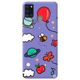 WANNA PROTECT Samsung Galaxy A21s ile Uyumlu Lila Renkli Arı Balon Desenli Silikon Telefon Kılıfı aribalonn_177