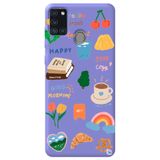WANNA PROTECT Samsung Galaxy A21s ile Uyumlu Lila Renkli Sticker İçi Kadife Desenli Silikon Telefon Kılıfı Stickerr_177
