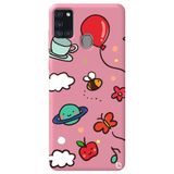 WANNA PROTECT Samsung Galaxy A21s ile Uyumlu Pembe Renkli Arı Balon Desenli Silikon Telefon Kılıfı aribalonn_177