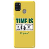 WANNA PROTECT Samsung Galaxy A21s ile Uyumlu Sarı Premium Silikon Telefon Kılıfı, İç Kadife, Money Desenli money_177