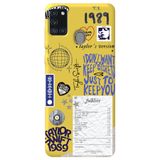 WANNA PROTECT Samsung Galaxy A21S ile Uyumlu Sarı Taylor Swift Sticker Desenli İç Kadife Silikon Telefon Kılıfı taylor_177