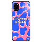 WANNA PROTECT Samsung Galaxy A31 ile Uyumlu Stunning Babes Premium Desenli Glossy Telefon Kılıfı, Mavi-Pembe stunningbabesglossy_181