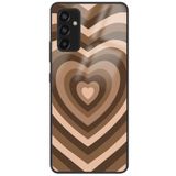 WANNA PROTECT Samsung Galaxy A34 5G ile Uyumlu Kamera Korumalı Kalpler Desenli Glossy Telefon Kılıfı, Kahverengi kalpler_708