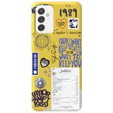 WANNA PROTECT Samsung Galaxy A34 ile Uyumlu Sarı, İçi Kadife, Taylor Swift Sticker Desenli Silikon Telefon Kılıfı