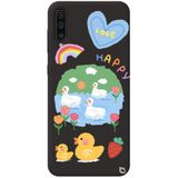 WANNA PROTECT Samsung Galaxy A50 ile Uyumlu Siyah Silikon Telefon Kılıfı, Happy Duck Desenli, Premium İçi Kadife