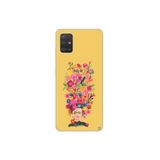 WANNA PROTECT Samsung Galaxy A51 ile Uyumlu İçi Kadifeli Renkli Çiçek Desenli Silikon Kılıf, Sarı TYC00218030484