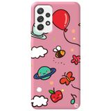 WANNA PROTECT Samsung Galaxy A52 ile Uyumlu Pembe Renkli Arı Balon Desenli Silikon Telefon Kılıfı aribalonn_181