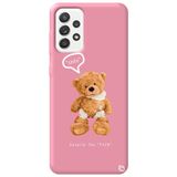 WANNA PROTECT Samsung Galaxy A52 ile Uyumlu Pembe Renkli, Ayıcık Desenli Premium Silikon Telefon Kılıfı ayicik2_181