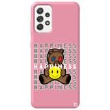 WANNA PROTECT Samsung Galaxy A52 ile Uyumlu Pembe Renkli, Ayıcık Desenli Premium Silikon Telefon Kılıfı happiness_181