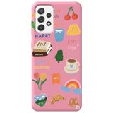 WANNA PROTECT Samsung Galaxy A52 ile Uyumlu Pembe Renkli Sticker İçi Kadife Desenli Silikon Telefon Kılıfı Stickerr_181