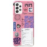 WANNA PROTECT Samsung Galaxy A52 ile Uyumlu Pembe, Taylor Swift Sticker Desenli, İçi Kadife Silikon Telefon Kılıfı taylor_181