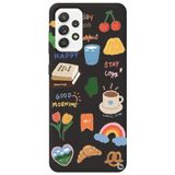 WANNA PROTECT Samsung Galaxy A52 ile Uyumlu Siyah Renkli Sticker İçi Kadife Desenli Silikon Telefon Kılıfı Stickerr_181