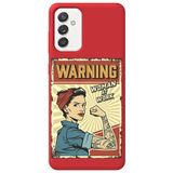 WANNA PROTECT Samsung Galaxy A55 ile Uyumlu Kırmızı, İçi Kadife, WARNING Girl Power Desenli Silikon Telefon Kılıfı warninggirlpower_249