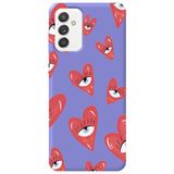 WANNA PROTECT Samsung Galaxy A55 ile Uyumlu Lila, Kalpgöz Girl Power Desenli, İçi Kadife Silikon Telefon Kılıfı kalpgöz_249
