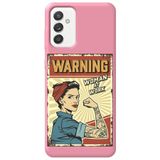 WANNA PROTECT Samsung Galaxy A55 ile Uyumlu Pembe, Kadife İç, Warning Girl Power Desenli Silikon Telefon Kılıfı warninggirlpower_249