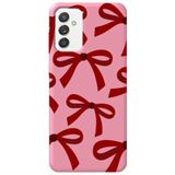 WANNA PROTECT Samsung Galaxy A55 ile Uyumlu Pembe Kırmızı Fiyonk Desenli Silikon Telefon Kılıfı, İçi Kadife lansmankilif_249