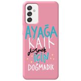WANNA PROTECT Samsung Galaxy A55 ile Uyumlu Pembe Silikon Telefon Kılıfı, İçi Kadife, Kalk Girl Power Desenli ayagakalk_249