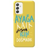 WANNA PROTECT Samsung Galaxy A55 ile Uyumlu Sarı İçi Kadife Silikon Telefon Kılıfı, Kalk Girl Power Desenli ayagakalk_249