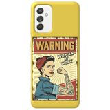WANNA PROTECT Samsung Galaxy A55 ile Uyumlu Sarı, İçi Kadife, WARNING Girl Power Desenli Silikon Telefon Kılıfı warninggirlpower_249