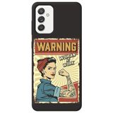 WANNA PROTECT Samsung Galaxy A55 ile Uyumlu Siyah, İçi Kadife, WARNING Girl Power Desenli Silikon Telefon Kılıfı warninggirlpower_249