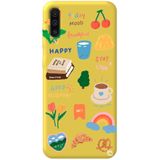 WANNA PROTECT Samsung Galaxy A70 ile Uyumlu Sarı Renkli Sticker Desenli Silikon Telefon Kılıfı Stickerr_191
