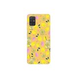 WANNA PROTECT Samsung Galaxy A71 ile Uyumlu İçi Kadifeli Limonata Desenli Silikon Kılıf, Sarı PatternCollections_127