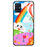 WANNA PROTECT Samsung Galaxy A71 ile Uyumlu Kamera Korumalı Gökkuşağı Balon Desenli Glossy Kılıf