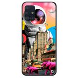 WANNA PROTECT Samsung Galaxy A71 ile Uyumlu Kolaj Astronot Premium Desenli Glossy Kılıf kolajglossy_184