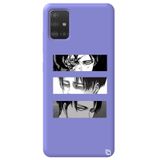 WANNA PROTECT Samsung Galaxy A71 ile Uyumlu Lila, Attack On Titan Desenli, Premium Kadife İç Silikon Telefon Kılıfı attackontitan8_180