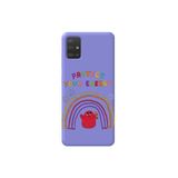 WANNA PROTECT Samsung Galaxy A71 ile Uyumlu Lila Renk, Kadife Desenli Silikon Telefon Kılıfı
