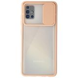 WANNA PROTECT Samsung Galaxy A71 ile Uyumlu Pembe Kamera Korumalı Sürgülü Silikon Kılıf slidercase_187