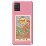 WANNA PROTECT Samsung Galaxy A71 ile Uyumlu Pembe Premium İçi Kadife Tarot Sun Desenli Silikon Telefon Kılıfı