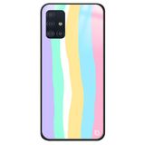 WANNA PROTECT Samsung Galaxy A71 ile Uyumlu Rainbow Gökkuşağı Premium Desenli Glossy Kılıf, Pembe rainbowglossy_184