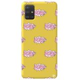 WANNA PROTECT Samsung Galaxy A71 ile Uyumlu Sarı Renkli Pow Desenli Silikon Telefon Kılıfı, İç Kadife pow_180