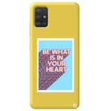 WANNA PROTECT Samsung Galaxy A71 ile Uyumlu Sarı Renkli Premium Silikon Telefon Kılıfı, Kadifeli İç, Heart Desenli heart_180