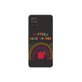 WANNA PROTECT Samsung Galaxy A71 ile Uyumlu Siyah Silikon Telefon Kılıfı, Kadife Desenli, Protect Your Energy