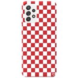 WANNA PROTECT Samsung Galaxy A72 ile Uyumlu Kırmızı Dama Desenli Premium Silikon Telefon Kılıfı, İç Kadifeli dama_182
