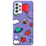 WANNA PROTECT Samsung Galaxy A72 ile Uyumlu Lila Renkli Arı Balon Içi Kadife Desenli Silikon Telefon Kılıfı aribalonn_182