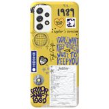 WANNA PROTECT Samsung Galaxy A72 ile Uyumlu Sarı, İçi Kadife, Taylor Swift Sticker Desenli Silikon Telefon Kılıfı taylor_182
