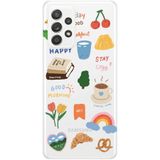 WANNA PROTECT Samsung Galaxy A72 ile Uyumlu Sticker Tasarımlı Desenli Şeffaf Silikon Telefon Kılıfı Stickerr_182